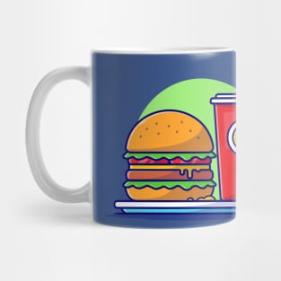 Burger And Soda Cartoon Vector Icon Illustration (2) Mug